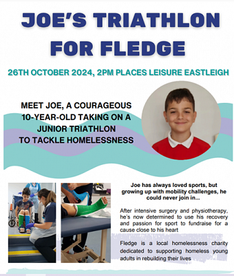 Courageous young boy is set to participate in a triathlon to raise funds for Fledge